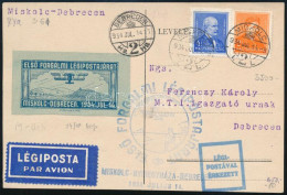 1934 Légi Levelezőlap Levélzáróval és Alkalmi Bélyegzéssel / Airmail Postcard With Label And Special Postmark - Other & Unclassified