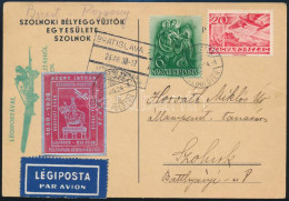 1938 Légi Levelezőlaplevélzáróval és Többféle Bélyegzéssel / Airmail Postcard - Other & Unclassified