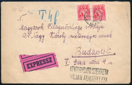 1941 Expressz Levél 2 X 20f Bérmentesítéssel 4f Portóval "LEVÉLSZEKRÉNY ÚTJÁN ADATOTT FEL" Bélyegzéssel - Sonstige & Ohne Zuordnung