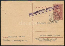 1941 10f Díjjegyes Levelezőlap "101/28 TÁBORI VEGYES MUNKÁSSZÁZAD" (hajtott / Folded) - Other & Unclassified