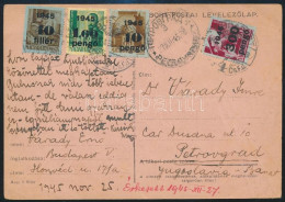 1945 (5. Díjszabás) Levelezőlap 4 Bélyeggel Jugoszláviába / Postcard To Yugoslavia - Altri & Non Classificati