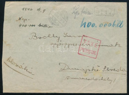 1946 (24. Díjszabás) Levél 400.000 BP Készpénzes Bérmentesítéssel Balatonszárszóról Dunaszerdahelyre / Cover With Handwr - Other & Unclassified