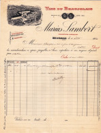 69  - ANSE En BEAUJOLAIS - Facture Marius Lambert - Vins Du Beaujolais - 1904 - Alimentaire