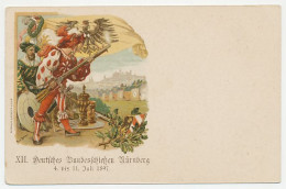 Postal Stationery Bayern 1897 National Shooting Nurnberg - Shooting Festivity - Flag - Andere & Zonder Classificatie