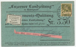 Card / Postmark Switzerland 1920 Subscription Receipt Luzerner Landzeitung - Unclassified