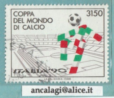 USATI ITALIA 1988 - Ref.0574 "COPPA DEL MONDO DI CALCIO" 1val. - - 1981-90: Usati