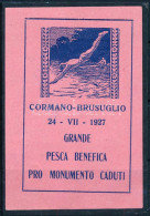 (*) 1927 Olaszország-Magyarország Sportmérkőzés Emlékív (Helbing Ferenc Tervezte Sport Bélyeg Képével) / Souvenir Sheet - Andere & Zonder Classificatie