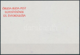 ** 1998/6a Óbuda-Buda-Pest Egyesítésének 125. évfordulója Emlékív Piros Felülnyomatának Próbanyomata Karton Papíron + Ta - Autres & Non Classés