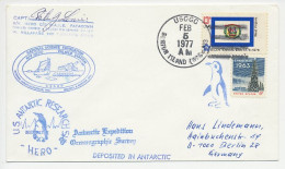 Cover / Postmark / Cachet USA 1977 US Antarctic Research Expedition - Penguin - Expediciones árticas