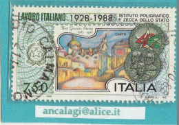 USATI ITALIA 1988 - Ref.0574B "LAVORO ITALIANO PER IL MONDO" 1val. - - 1981-90: Afgestempeld