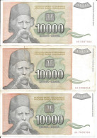 3 YUGOSLAVIA 10.000 DINARA 1993 - Collections & Lots