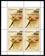 GUYANA - 1989 ORCHIDS OVERPRINTED $25 ON 280 LADY BADEN-POWELL PLATE 62 SERIES 2 SHEETLET OF 4 FINE MNH ** SG 2622 X 4 - Guyana (1966-...)