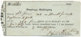 1860. Átvételi Elismervény (Empfangsbestätigung) 2Ft 90 1/2kr-ról - Non Classés