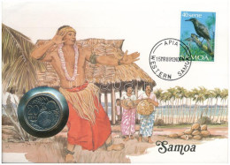 Samoa 1988. 20s Cu-Ni Felbélyegzett Borítékban, Bélyegzéssel, Német Nyelvű Leírással T:UNC Samoa 1988. 20 Sene Cu-Ni In  - Unclassified