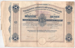 Budapest 1926. "Nagybátonyi Szénbánya Részvénytársaság" Tíz Részvénye Egyben, Egyenként 15P-ről, Szárazpecséttel, Bélyeg - Unclassified