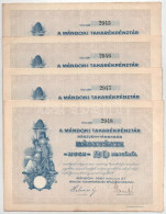 Mándok 1927. "Mándoki Takarékpénztár Részvénytársaság" Részvénye 20P-ről (4x) Sorszámkövetők, Szárazpecséttel, Szelvénye - Non Classés