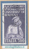 USATI ITALIA 1988 - Ref.0576 "UNIVERSITA' DI BOLOGNA" 1 Val. - - 1981-90: Oblitérés