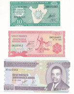 Burundi 2005. 10Fr + 20Fr + 100Fr T:UNC  Burundi 2005. 10 Francs + 20 Francs + 100 Francs C:UNC - Non Classés