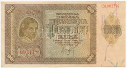 Horvátország / Független Horvát Állam 1941. 1000K "Q" T:F Szép Papír Independent State Of Croatia 1941. 1000 Kuna "Q" C: - Non Classés