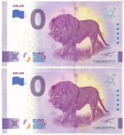 Törökország 2022. 0E "Aslan" Szuvenír Bankjegy (2x) Sorszámkövetők "TUBV000953 - TUBV 0000954"T:UNC Turkey 2022. 0 Euro  - Ohne Zuordnung