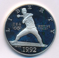 Amerikai Egyesült Államok 1992S 1$ Ag "XXV. Nyári Olimpia - Baseball Játékos" T:PP USA 1992S 1 Dollar Ag "XXV Olympic Ga - Ohne Zuordnung