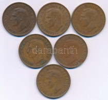 Ausztrália 1942-1952. 1p Bronz "VI. György" (6db) T:XF,VF Australia 1942-1952. 1 Penny Bronze "George VI" (6db) C:XF,VF - Non Classificati