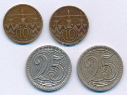 Csehszlovákia 1933-1934. 10h Bronz (2xklf) + 1933. 25h Cu-Ni (2x) T:AU,XF Czechoslovakia 1933-1934. 10 Haleru Bronze (2x - Zonder Classificatie