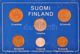Finnország 1982. 5p-5M (6xklf) Forgalmi Sor Plasztik Tokban T:UNC  Finland 1982. 5 Pennia - 5 Markka (6xdiff) Coin Set I - Non Classés