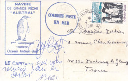 3 Cartes "" COURRIER POSTE EN MER "" , Navire De Grande Péche AUSTRAL - Cartas & Documentos