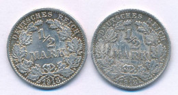 Német Birodalom 1918F 1/2M Ag (2x) T:AU,XF German Empire 1918F 1/2 Mark Ag (2x) C:AU,XF Krause KM#17 - Unclassified