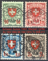 Schweiz Suisse 1933/34: Wappen Zu 163z-166z Mi 194z-197z Yv 208-211 Mit Voll-Stempel Oblitérée Plein (Zu CHF 35.00) - Oblitérés