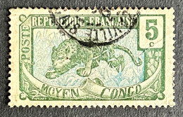 FRCG051U4 - Leopard - 5 C Used Stamp - Middle Congo - 1907 - Gebruikt