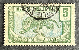 FRCG051U4 - Leopard - 5 C Used Stamp - Middle Congo - 1907 - Oblitérés