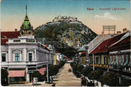 T2/T3 1918 Déva, Kossuth Lajos Utca, Vár, Hotel Orient Szálloda, Hirsch Testvérek üzlete. Hirsch Adolf Kiadása / Street  - Unclassified