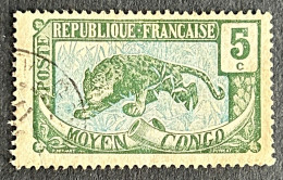 FRCG051U6 - Leopard - 5 C Used Stamp - Middle Congo - 1907 - Usados