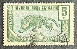 FRCG051U7 - Leopard - 5 C Used Stamp - Middle Congo - 1907 - Gebruikt