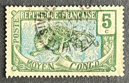 FRCG051UB - Leopard - 5 C Used Stamp - Middle Congo - 1907 - Oblitérés