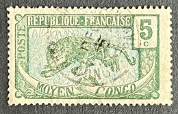 FRCG051UC - Leopard - 5 C Used Stamp - Middle Congo - 1907 - Usados