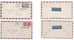 2 X 1941 Nanaimo CANADA Airmail COVERS To Gb Stamps Air Mail Label Cover - Storia Postale