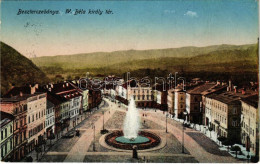 T2 1917 Besztercebánya, Banská Bystrica; IV. Béla Király Tér, Szökőkút. Brichta József Kiadása / Square, Fountain - Non Classés