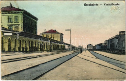 T2/T3 1915 Érsekújvár, Nové Zámky; Vasútállomás, Vonat. Vasúti Levelezőlapárusítás 5721. / Railway Station (EK) - Non Classificati