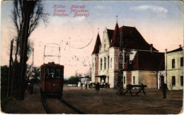 T3 1938 Kassa, Kosice; Nádrazí / Pályaudvar, Villamos / Bahnhof / Railway Station, Tram + "1938 Kassa Visszatért" So. St - Zonder Classificatie
