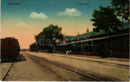 T2/T3 Komárom, Komárnó; Pályaudvar, Vasútállomás, Vonat. Vasúti Levelezőlapárusítás 42. Sz. -1916. / Railway Station, Tr - Unclassified