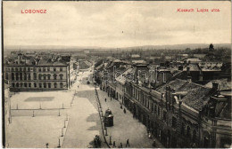 T2/T3 1909 Losonc, Lucenec; Kossuth Lajos Utca, üzletek, Zsinagóga / Street View, Shops, Synagogue (EK) - Ohne Zuordnung