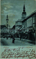 T3 1903 Nagyszombat, Tyrnau, Trnava; Nagy Lajos Utca, Fő Tér, Piac, üzletek. Horovitz Adolf Kiadása / Street View, Main  - Unclassified