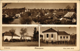 T2/T3 1943 Nemespann, Pana (Nyitra, Nitra); Látkép, Lakits Lak, Római Katolikus Iskola. Fogyasztási Szövetkezet Kiadása  - Unclassified