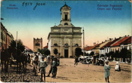 * T2/T3 1914 Poprád (Magas-Tátra, Vysoké Tatry); Fő Tér, Piac, Templom / Main Square, Market, Church (kopott Sarkak / Wo - Non Classés