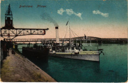 * T2/T3 1921 Pozsony, Pressburg, Bratislava; Prístav / Kikötő, Gőzhajó, Híd / Port, Steamship, Bridge (EK) - Ohne Zuordnung