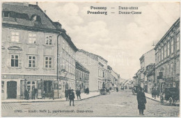 * T2/T3 Pozsony, Pressburg, Bratislava; Duna Utca, Haller János Vendéglője, üzletek. Neffe J. Kiadása / Donau-Gasse / St - Non Classés