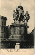 T3 1906 Pozsony, Pressburg, Bratislava; Mária Terézia Szobor. "Bediene Dich Allein" Kiadása / Maria Theresia-Denkmal / S - Ohne Zuordnung